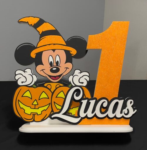 FIGURA MICKEY TEMATIZADA HALLOWEEN Y PERSONALIZADA PARA PRIMER CUMPLEA&Ntilde;OS